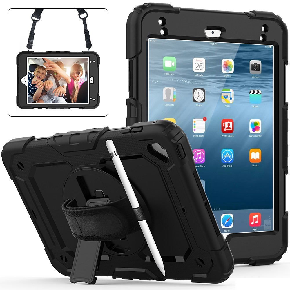 op vakantie herstel Raap iPad mini 4 / 5 case / hoes met screenprotector, handriem en schouderriem  voor Horeca en Bouw