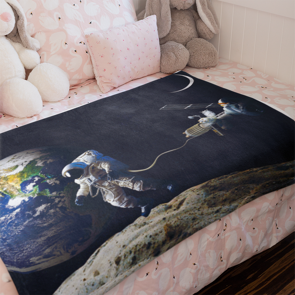 Ulticool - Deken - Astronaut Aarde Planeten Heelal - Kinderkamer Babykamer - Zacht Fleece - 150x100 cm - - Accessoires -