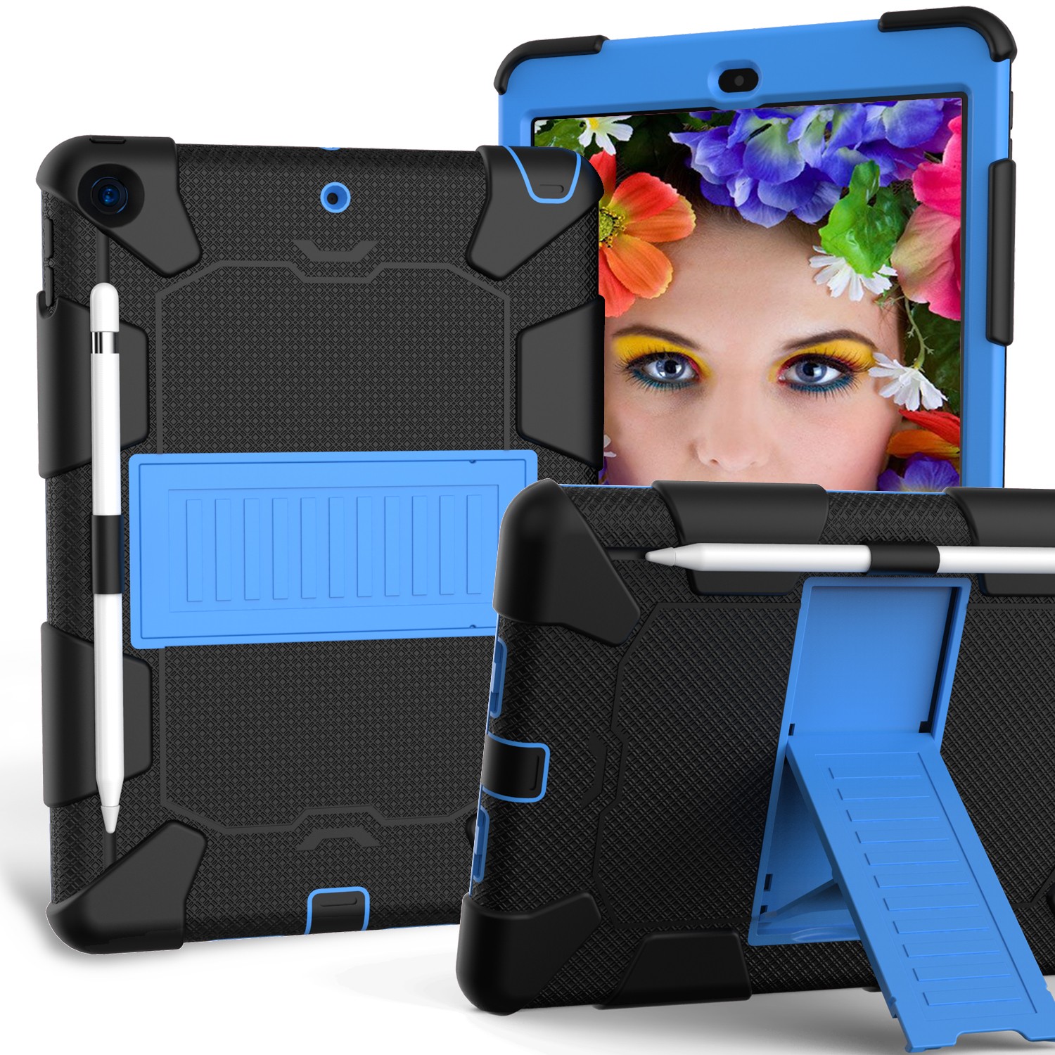 abortus Duiker draad Dasaja - iPad 10.2 inch (2019 / 2020 / 2021) hoes - Stevige case - met  standaard - met penhouder – Zwart - Blauw
