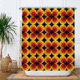 Ulticool Douchegordijn - Retro Vintage Flowers 60's 70's  - 180 x 180 cm - met 12 ringen - Oranje Geel