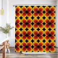 Ulticool Douchegordijn - Retro Vintage Flowers 60's 70's  - 180 x 180 cm - met 12 ringen - Oranje Geel