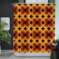 Ulticool Douchegordijn - Retro Vintage Flowers 60's 70's  - 180 x 180 cm - met 12 ringen - Oranje Geel