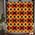 Ulticool Douchegordijn - Retro Vintage Flowers 60's 70's  - 180 x 180 cm - met 12 ringen - Oranje Geel