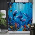 Ulticool Douchegordijn - Dolfijn Zee Vissen Aquarium - 180 x 180 cm - met 12 ringen